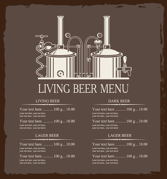 banner menu with beer brewery equipment