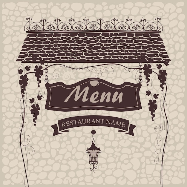 Vector banner for menu with old roof