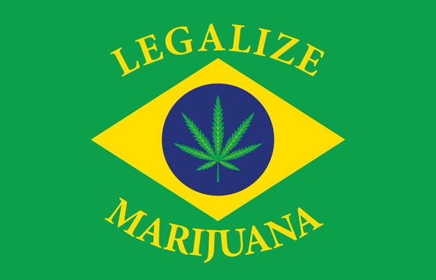 Banner met Braziliaanse vlag en hennepblad
