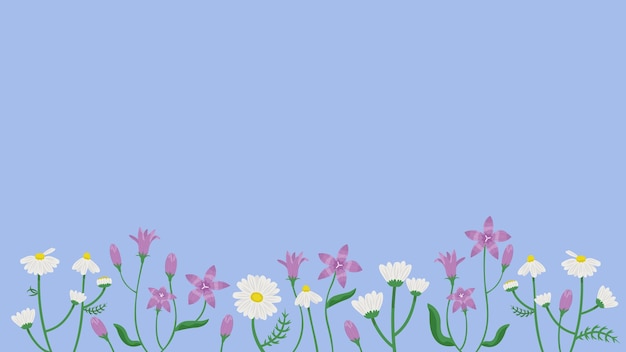 Banner met campanula en kamille