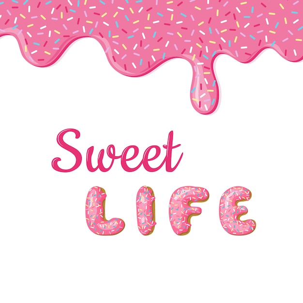 Banner met donut roze glazuur en tekst.