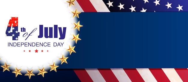 Vector banner met rond frame met sterrenvlag van amerika usa independence day