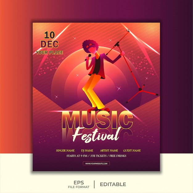 Vettore banner per il festival musicale