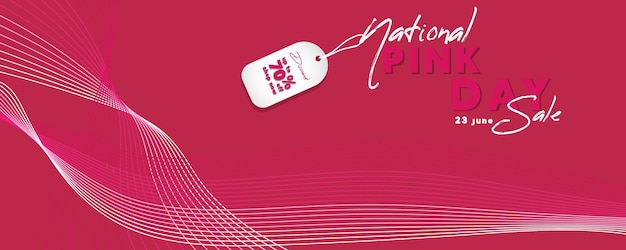 Banner for National Pink Day Design in white and pink color with wavy lines