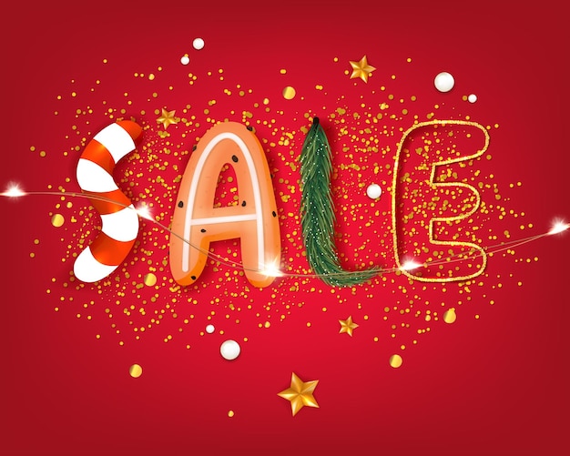 Vector banner new years sale isolated on red