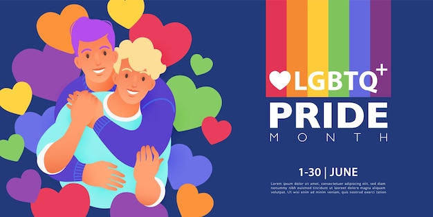 Vettore banner offriends celebra il mese pride sostenendo i diritti umani e l'uguaglianza per lgbtqia