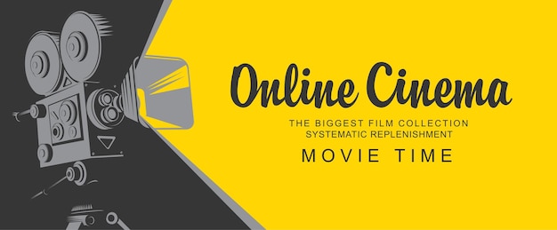 banner for online cinema with movie projector