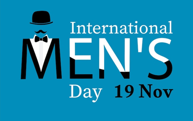 Banner op het thema van de internationale mannendag. Meneer met een glas wijn