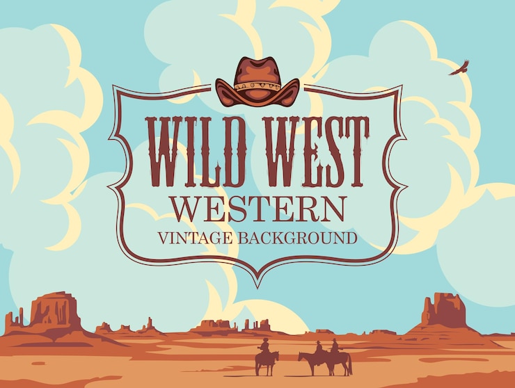 Vector banner op thema van het wilde westen met cowboyhoed en embleem