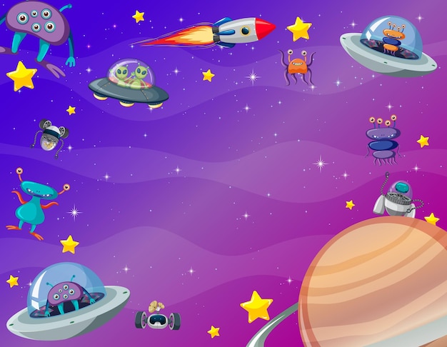 Vector a banner outer space scence background