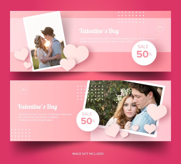 Vettore banner pink valentines premium download gratuito