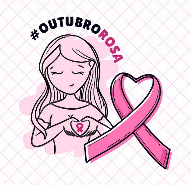 포르투갈어로 된 배너 October pink breast cancer prevention brazil Campanha Outubro