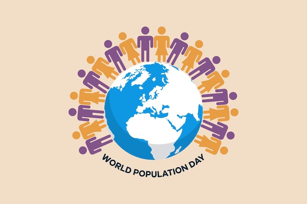 banner or poster world population day world population day colored flat graphic vector illustration isolated