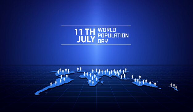 Banner or poster of world population day