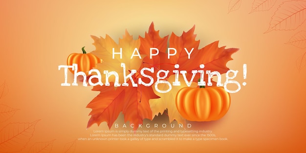 Banner realistic happy thanksgiving template