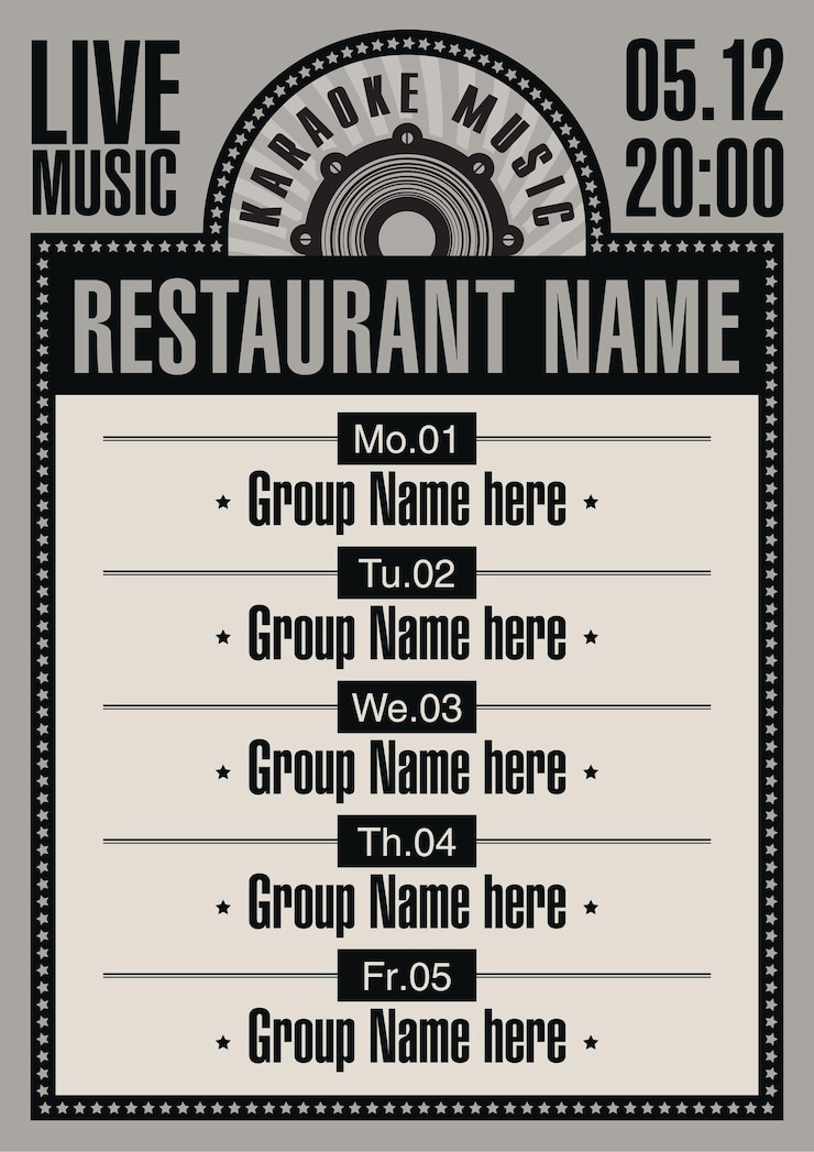 Vector banner for restaurant with karaoke music