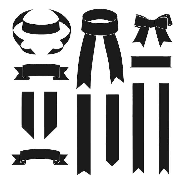 Vector banner ribbon set silhouette vector black shape
