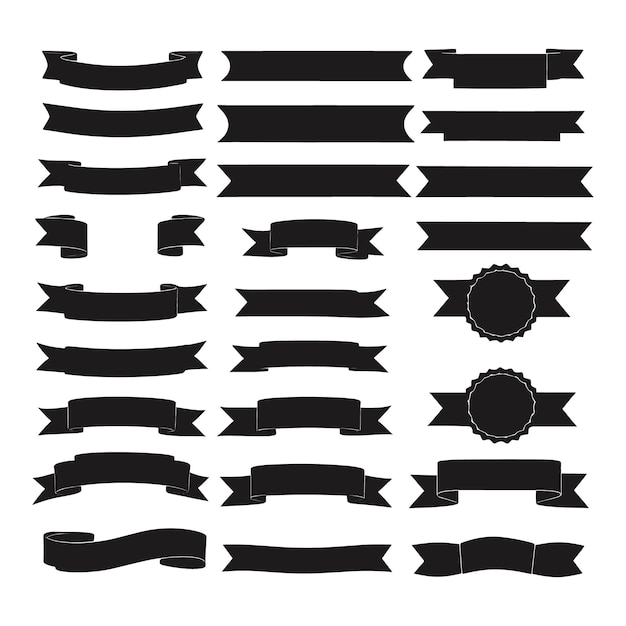Premium Vector | Banner ribbon set silhouette vector black shape