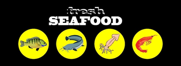 Banner of a roadside street stall selling seafood