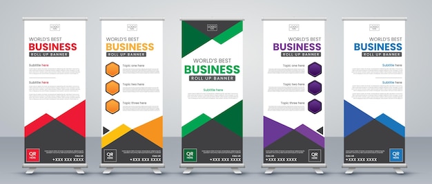 Banner roll up design business concept Grafische sjabloon roll up voor tentoonstellingen