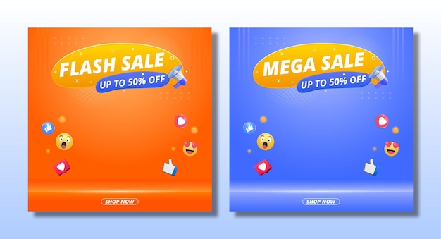 Banner sale template with emoji icon design