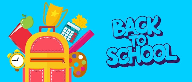 Vector a banner on a school theme with a backpack the inscription back to school a place for your text