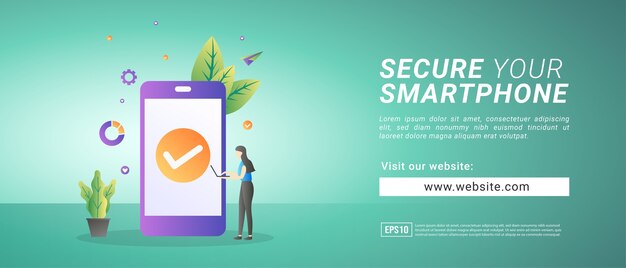 Баннер защищает смартфон от хакерских атак. Баннеры для рекламных носителей