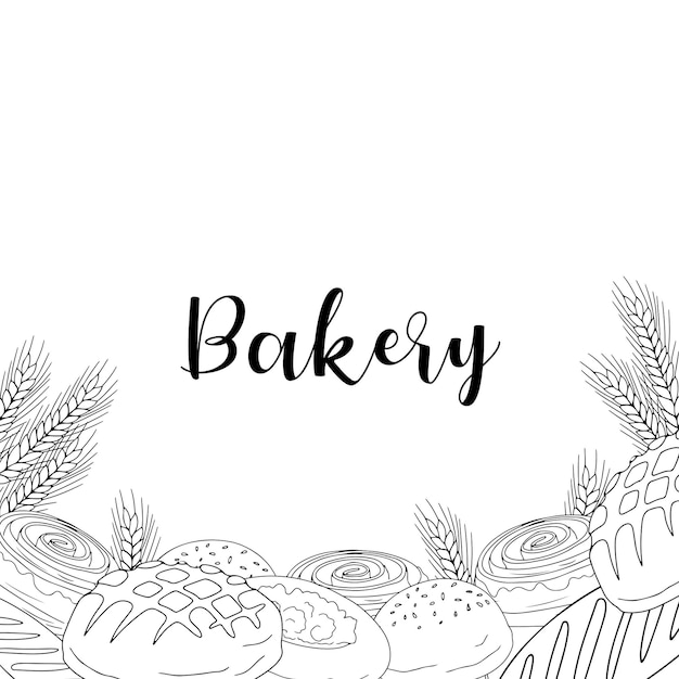 Banner Set Butter pastry Confectionery Bun for breakfast Loaf Bakery Vector illustration on a white background