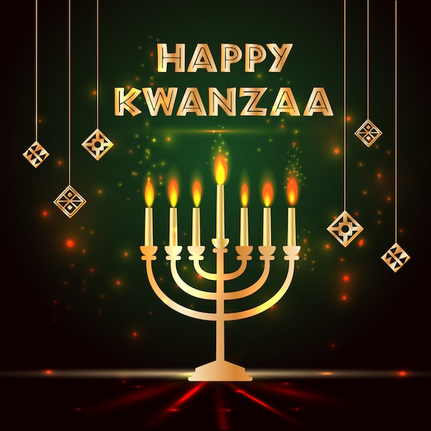 banner set for kwanzaa with traditional colored and candles. 