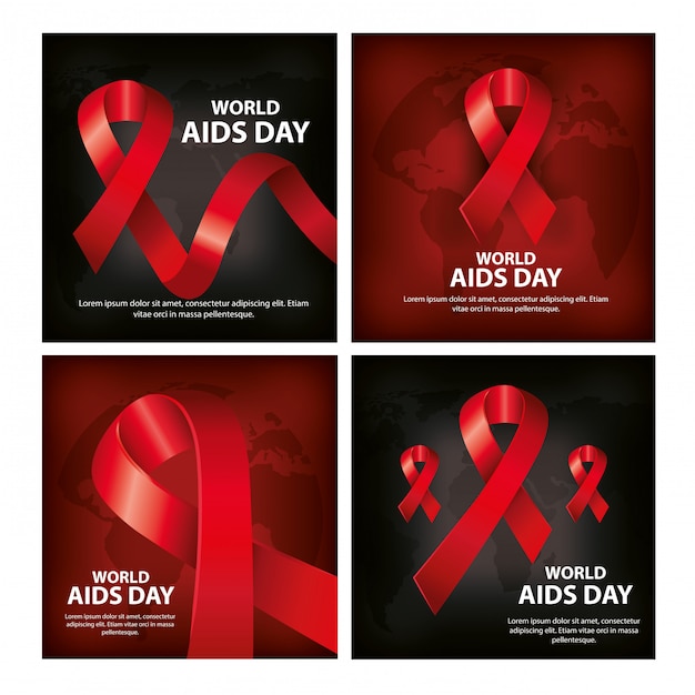 Banner set van wereld aids dag met decoratie