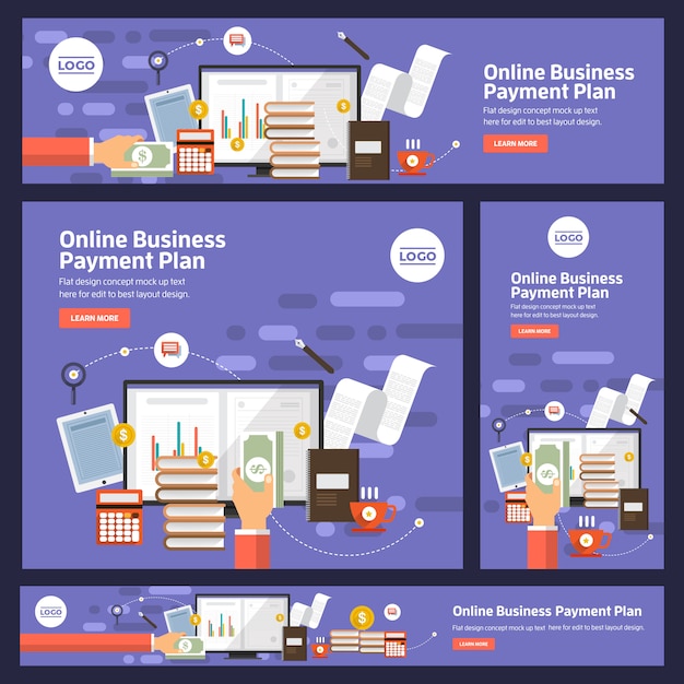 banner set vector digital business