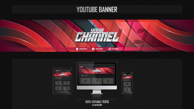 Vector banner for social media channel with gamer concept