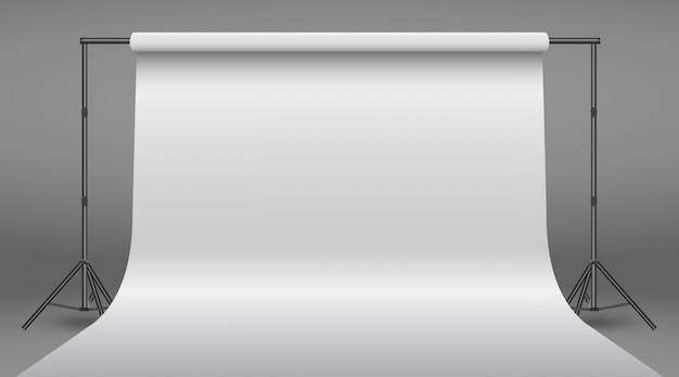 Баннер стенд с белой бумаги фоном. реалистичная фотостудия