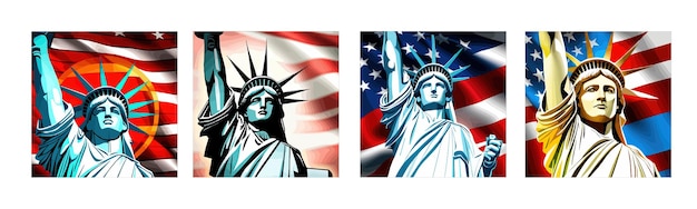 Banner stel standbeeld vrijheid en u s vlag vector illustratie patriottische illustratie geschikt voor