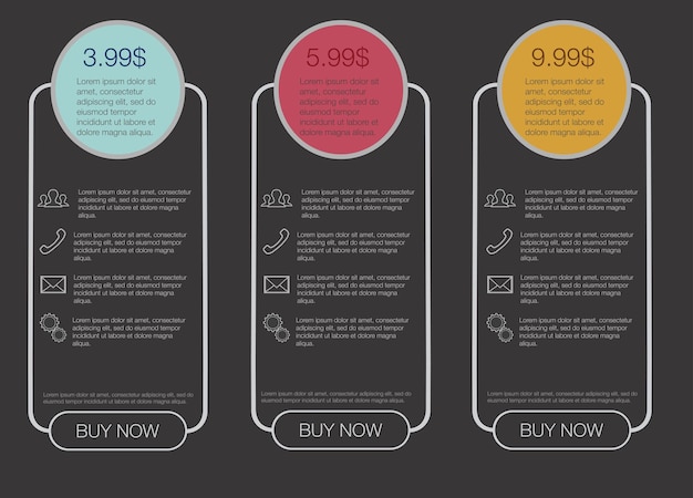 Vector banner for the tariffs and price lists web elements plan hosting vector design for web app