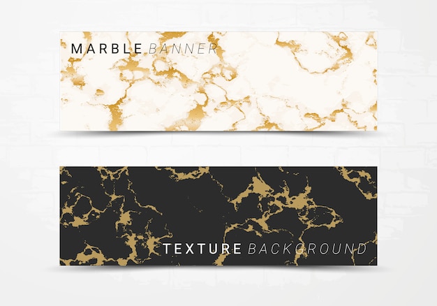 Banner template of black and white marble texture background.