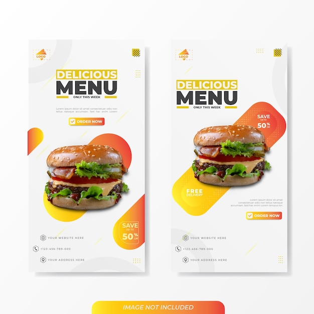 Banner template of delicious menu promotion social media post