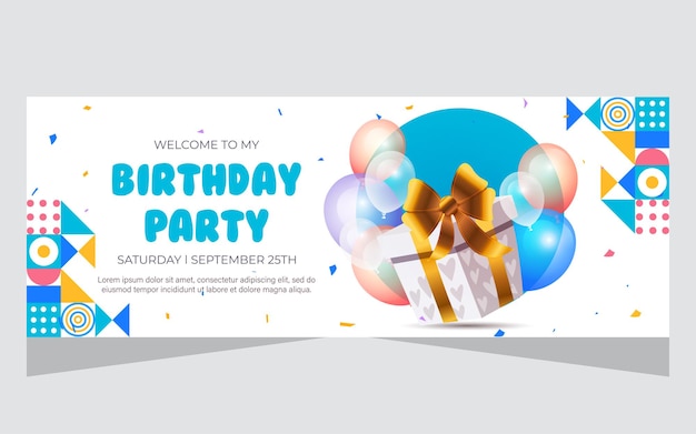 Vector banner template for happy birthday