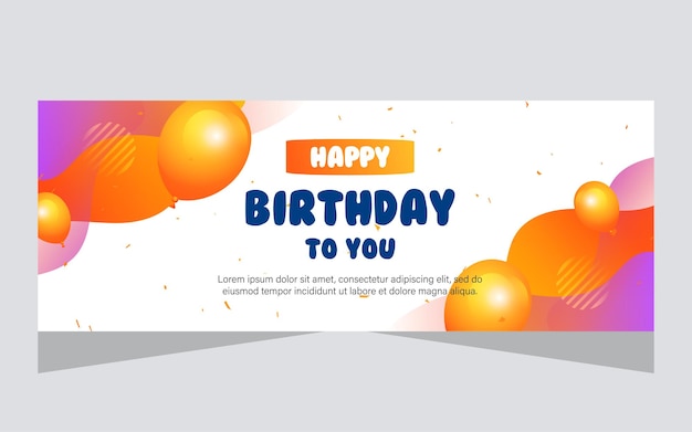 Vector banner template for happy birthday