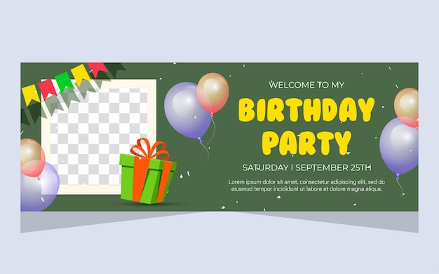 Vector banner template for happy birthday