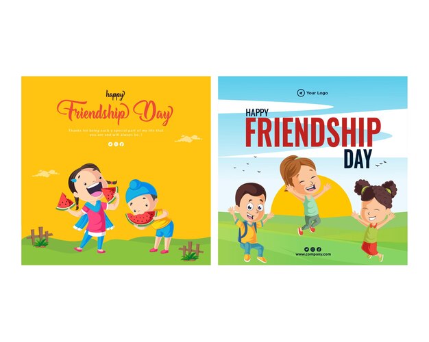 Vector banner template of happy friendship day set poster