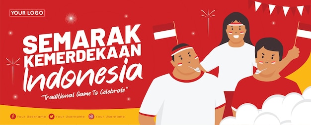 Banner template landscape celebra il giorno indipendente dell'indonesia 17 august05