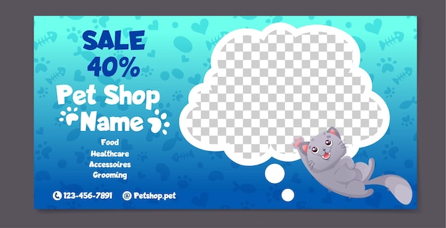 Banner template for pet shop dog grooming and sale promotion Cute and modern design with dogs cat