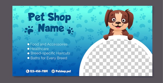 Vector banner template for pet shop dog grooming and sale promotion cute and modern design with dogs cat