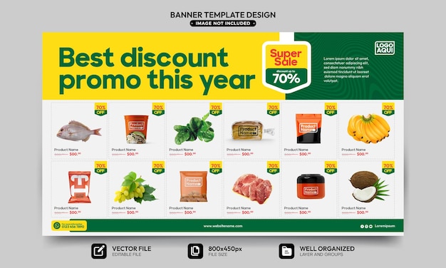Vector banner template for product discount catalog