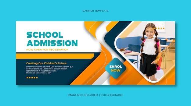 banner template school admission vector