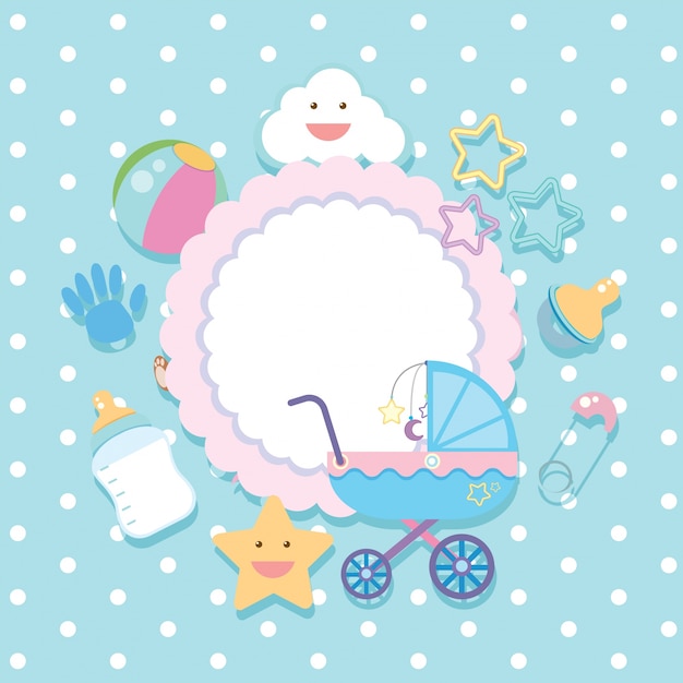 Banner template with baby items