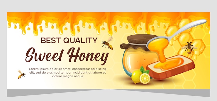 Vector banner template with honey concept design for promotion
