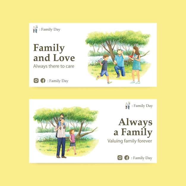 Vector banner template with international day of families concept