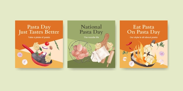 Vector banner template with pasta cancept,watercolor style